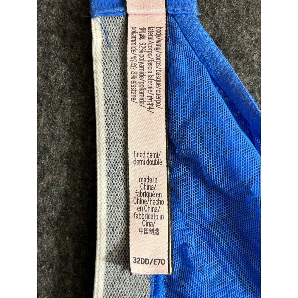 Victorias‎ Secret Bra 32DD Logo Lined Demi Lace Blue Underwire Multi Way Strap - Picture 8 of 8